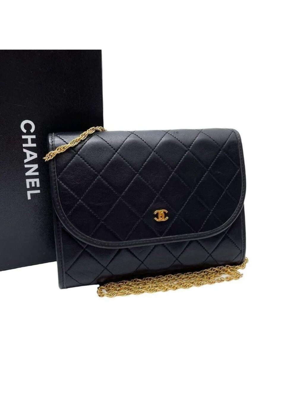 Chanel Mini Quilted Chain Shoulder Bag CC Logo Black